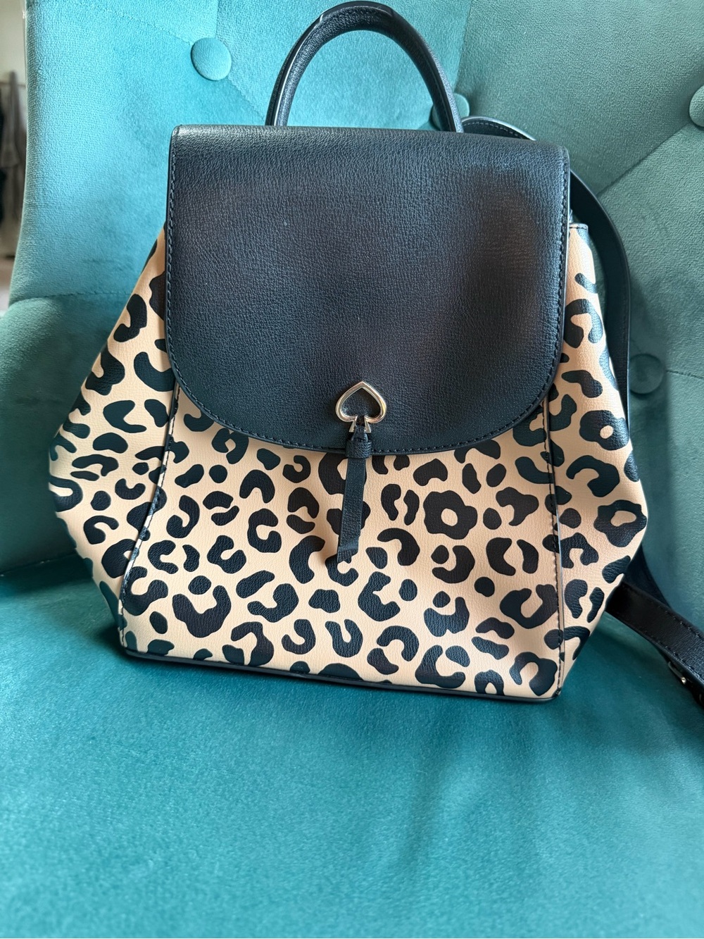 kate spade Leopard Print Backpack with Black Flap